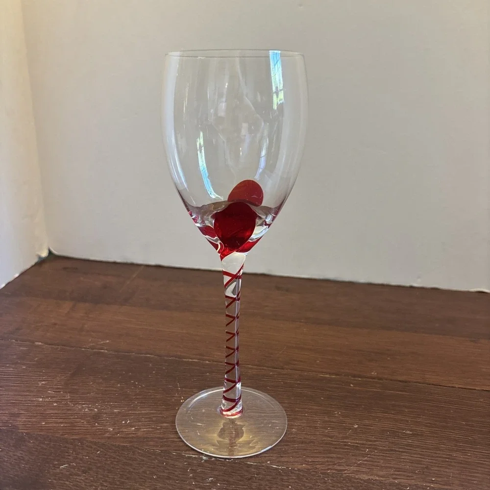 Pier 1 Imports Replacement Wine Glass Red‎ Ribbon Swirl Stem